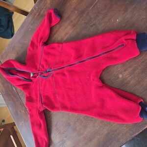 L.L. Bean Kids Red Zip-Up One-piece For BABY